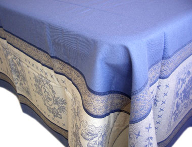 French Jacquard tablecloth, Teflon (Monogramme. blue)